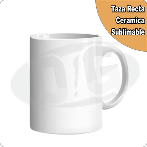 Taza Sublimable De Ceramica Recta Con Asa Blanca Glossy