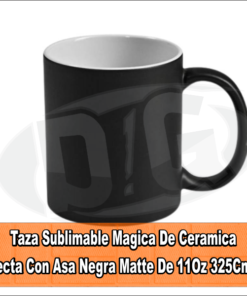 Taza Sublimable Magica De Ceramica Recta Con Asa Negra Matte