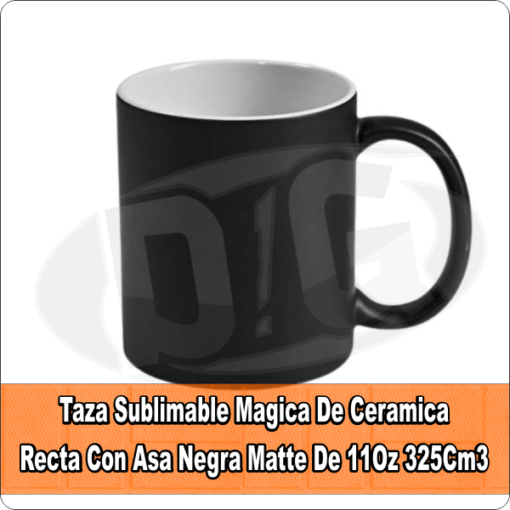 Taza Sublimable Magica De Ceramica Recta Con Asa Negra Matte