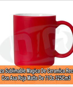 Taza Sublimable Magica De Ceramica Recta Con Asa Roja Matte