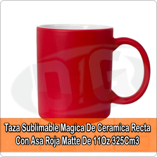 Taza Sublimable Magica De Ceramica Recta Con Asa Roja Matte