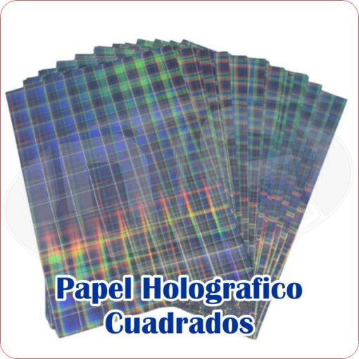 Papel Holografico Autoadhesivo Fantasía Cuadrados x hoja