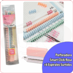 Perforadora Smart Click Rosa +6 Espirales Surtidos