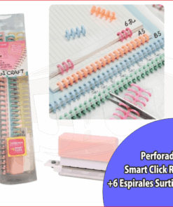 Perforadora Smart Click Rosa +6 Espirales Surtidos