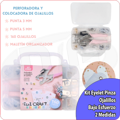 Kit Eyelet Pinza Ojalillos Bajo Esfuerzo 2 Medidas