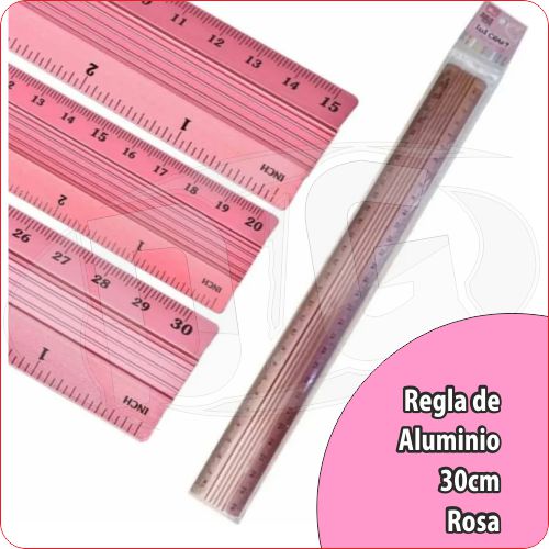 REGLA DE ALUMINIO PARA CORTE 30CM ROSA