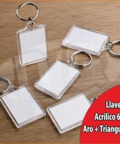 Llavero acrilico 6x4 con Aro y  tapa