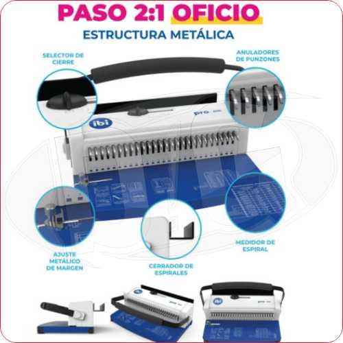 Espiraladora IBI Alambre 2:1 Oficio Con Anulador de Punzon