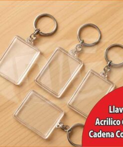 Llavero acrilico 6x4 con tapa Cadena Corta