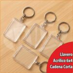 Llavero acrilico 6x4 con tapa Cadena Corta