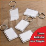 Llavero acrilico 6x4 con Aro y  tapa